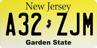 NJ license plate A32ZJM