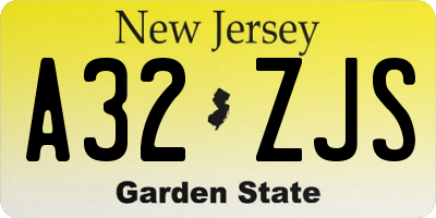 NJ license plate A32ZJS