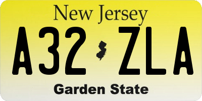 NJ license plate A32ZLA