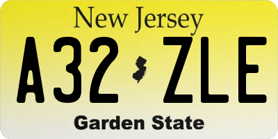 NJ license plate A32ZLE