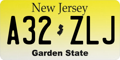 NJ license plate A32ZLJ