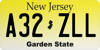 NJ license plate A32ZLL