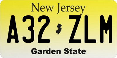 NJ license plate A32ZLM