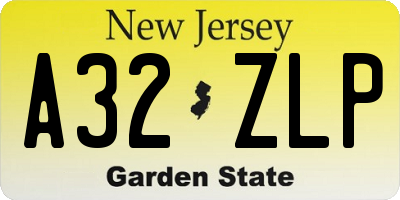 NJ license plate A32ZLP