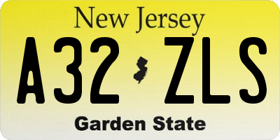 NJ license plate A32ZLS