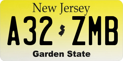 NJ license plate A32ZMB