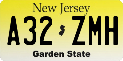 NJ license plate A32ZMH