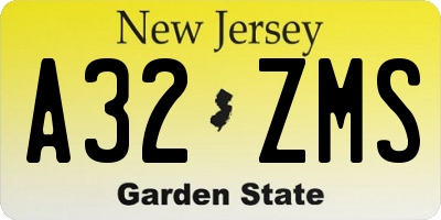 NJ license plate A32ZMS