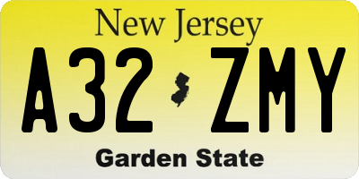 NJ license plate A32ZMY