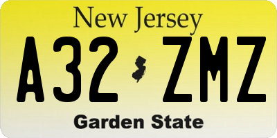 NJ license plate A32ZMZ