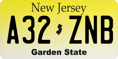 NJ license plate A32ZNB