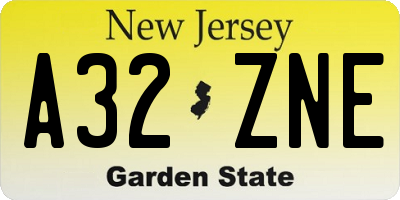 NJ license plate A32ZNE