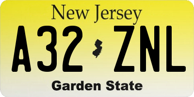 NJ license plate A32ZNL