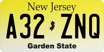 NJ license plate A32ZNQ