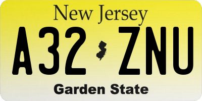 NJ license plate A32ZNU