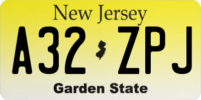 NJ license plate A32ZPJ