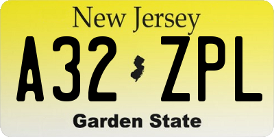 NJ license plate A32ZPL