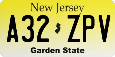 NJ license plate A32ZPV
