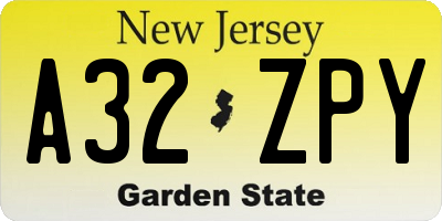 NJ license plate A32ZPY
