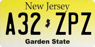 NJ license plate A32ZPZ
