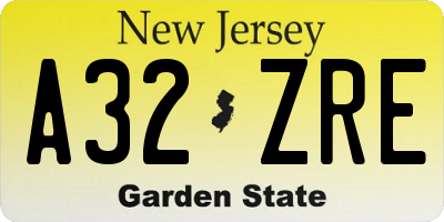 NJ license plate A32ZRE