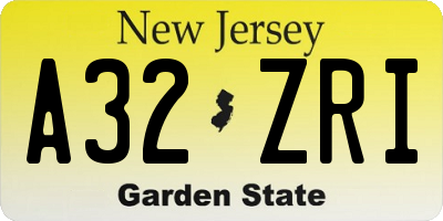 NJ license plate A32ZRI