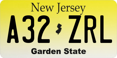 NJ license plate A32ZRL