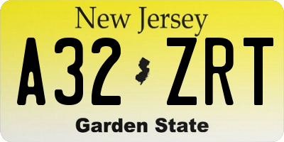 NJ license plate A32ZRT