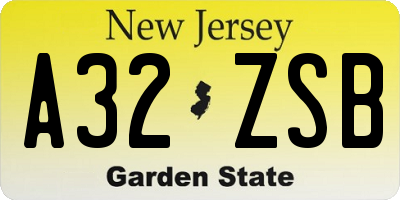 NJ license plate A32ZSB