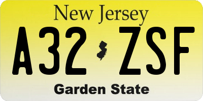 NJ license plate A32ZSF