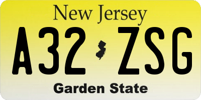NJ license plate A32ZSG