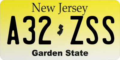 NJ license plate A32ZSS