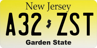 NJ license plate A32ZST