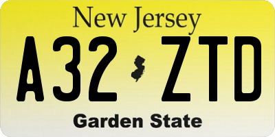 NJ license plate A32ZTD
