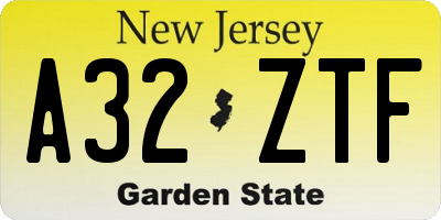 NJ license plate A32ZTF
