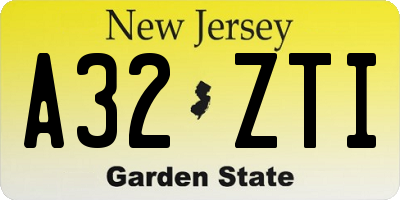 NJ license plate A32ZTI