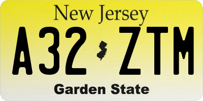 NJ license plate A32ZTM