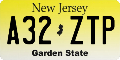 NJ license plate A32ZTP