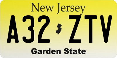 NJ license plate A32ZTV
