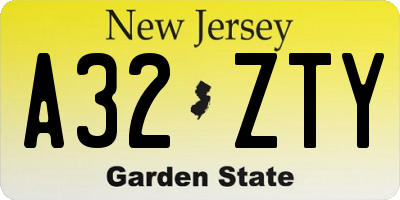NJ license plate A32ZTY