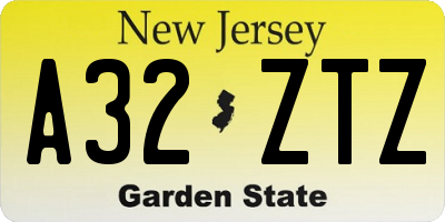 NJ license plate A32ZTZ