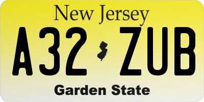 NJ license plate A32ZUB