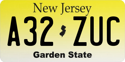 NJ license plate A32ZUC