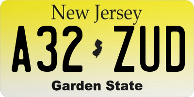 NJ license plate A32ZUD