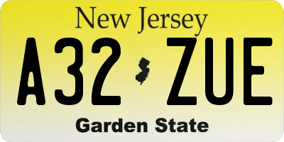 NJ license plate A32ZUE