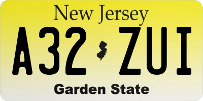 NJ license plate A32ZUI