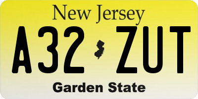 NJ license plate A32ZUT