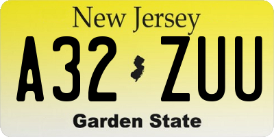 NJ license plate A32ZUU