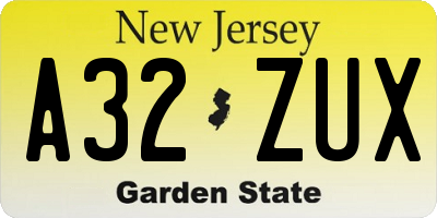 NJ license plate A32ZUX