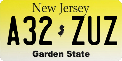 NJ license plate A32ZUZ
